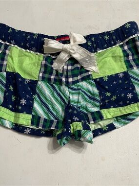 Xhilaration Women's medium Navy & Lime Patchwork Lounge Shorts with Bow